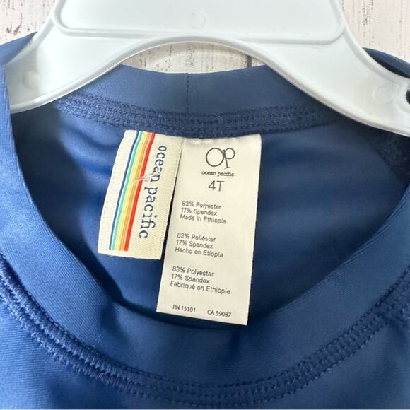 Ocean Pacific Toddler Long Sleeve Navy  Sun Protection Swim Top  UPF 50+  Sz 4T - Picture 2 of 11